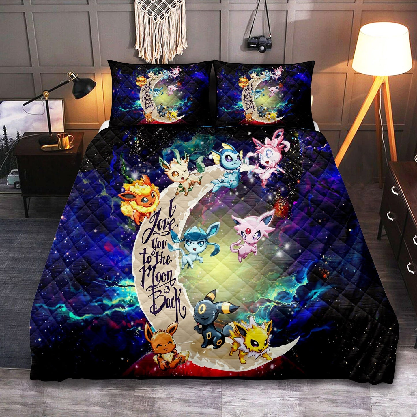 PKM Bedding Set All Eevee Evolution Forms Duvet Covers Blue Unique Gift