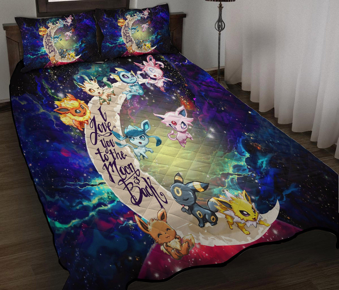 PKM Bedding Set All Eevee Evolution Forms Duvet Covers Blue Unique Gift