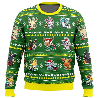 PKM Sweatshirt Eevee Eeveelution On Christmas Sweatshirt Green Unisex