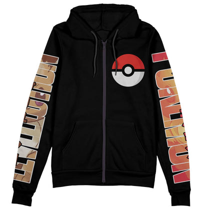 PKM Zip Hoodie All Types Of Eeveelution Zip Hoodie Black Unisex