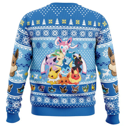 PKM Sweatshirt Eeveelution Chibi Pattern Sweatshirt Blue Unisex