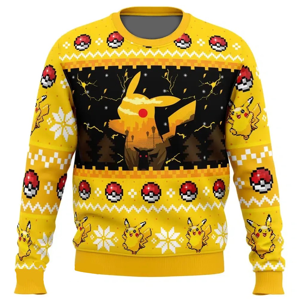 PKM Sweatshirt Electric PKM Pikachu Silhouette Sweatshirt Yellow Unise ...