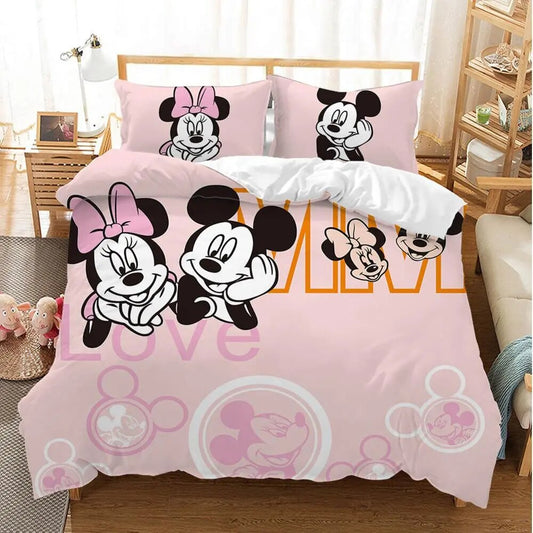 Minnie Bedding Set DN MM And Minnie Love Mouse Ears Duvet Covers Pink Unique Gift