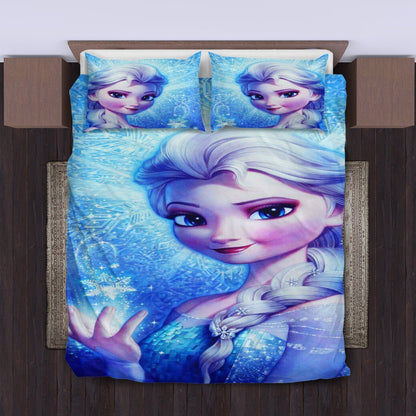 Frozen Bedding Set Magical Elsa Snow Queen Duvet Covers Blue Unique Gift