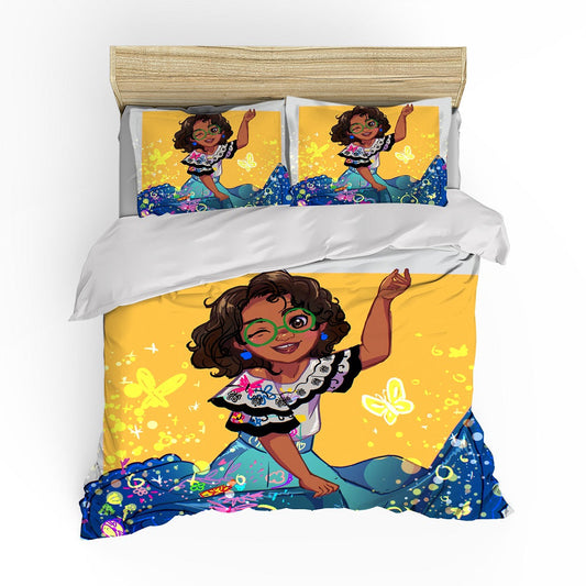 Encanto Bedding Set DN Mirabel Madrigal And Butterflies Graphic Duvet Covers Yellow Unique Gift