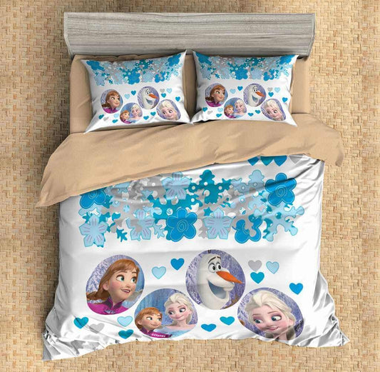 Frozen Bedding Set Olaf Anna Elsa Snowflakes Pattern Duvet Covers White Unique Gift