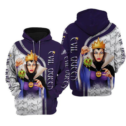 Snow White Hoodie Evil Queen Pattern Snow White Hoodie Purple White Unisex