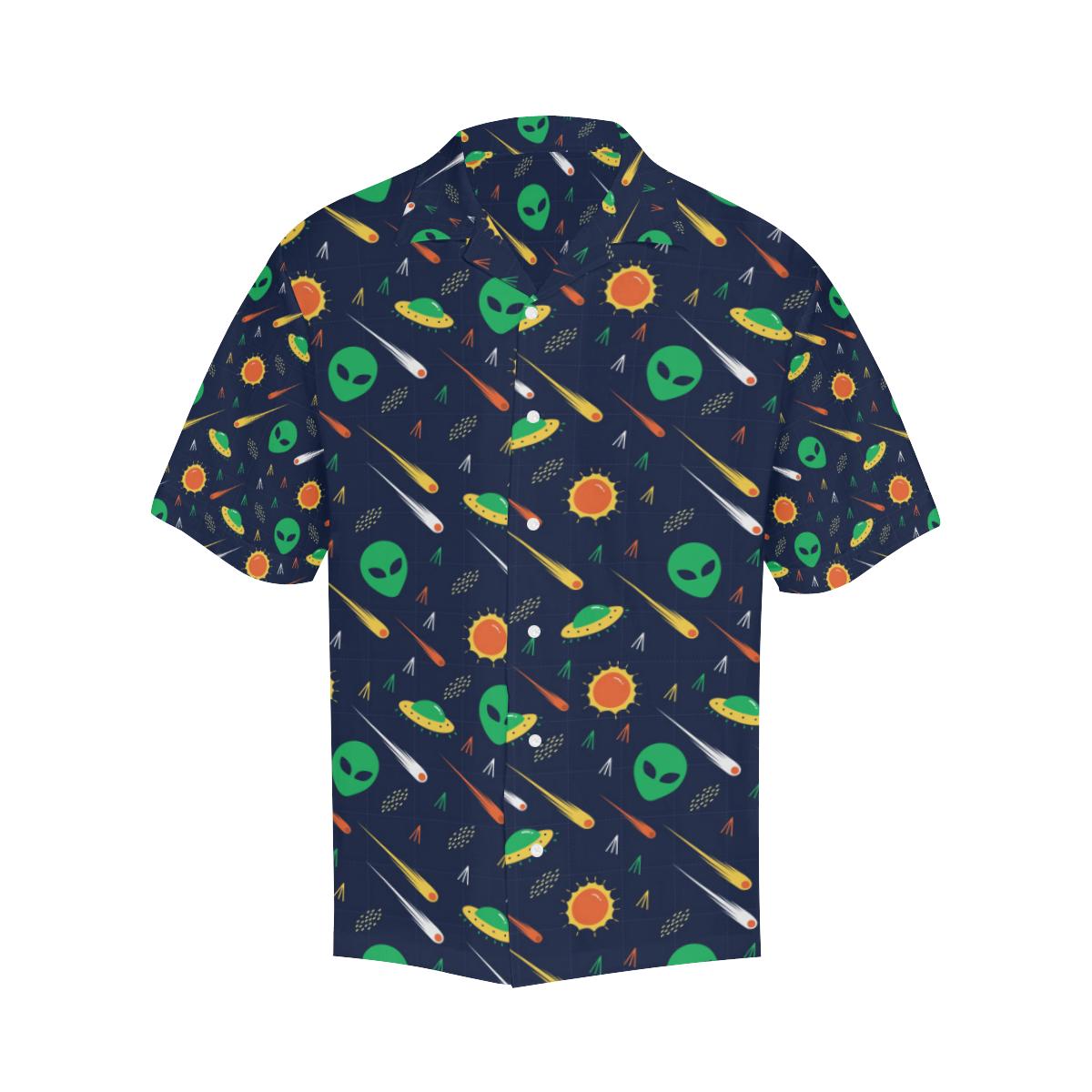 Unifinz UFO Alien Hawaiian Shirt Alien UFO Comet Pattern Hawaii Aloha Shirt 2022