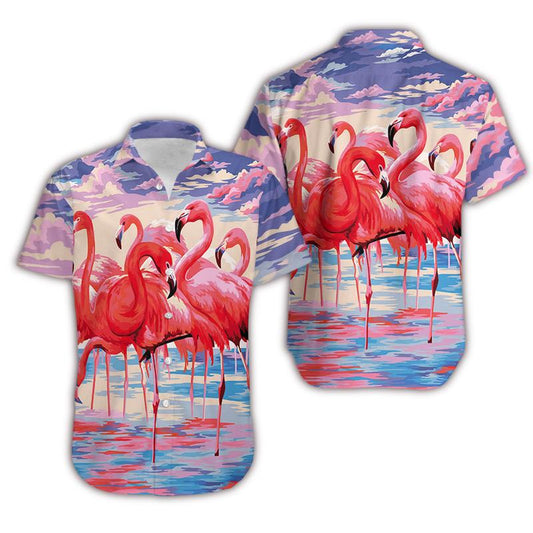 Unifinz Flamingo Hawaii Shirt Flamingo Cloud Hawaiian Shirt Flamingo Aloha Shirt 2022