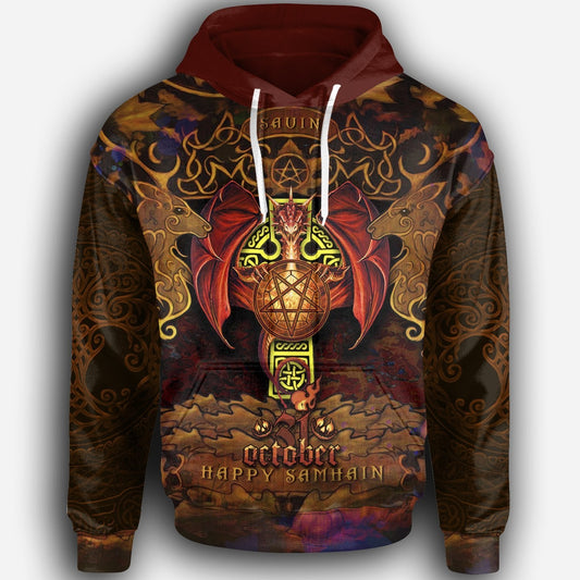 Halloween Hoodie 31 October Happy Samhain Dragon Hoodie Halloween Clothing