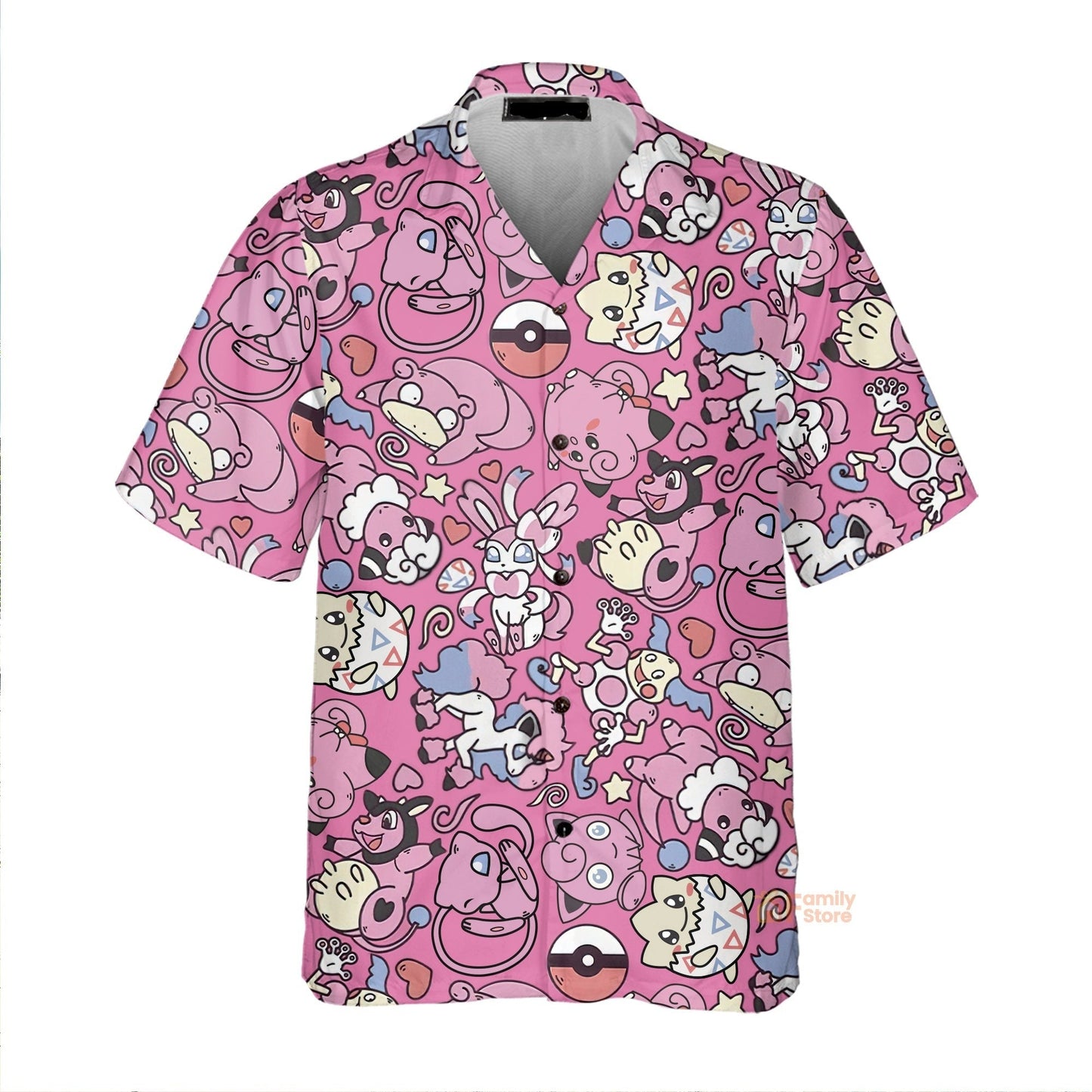 PKM Hawaii Shirt All Fairy-type PKM Pattern Aloha Shirt Pink Unisex