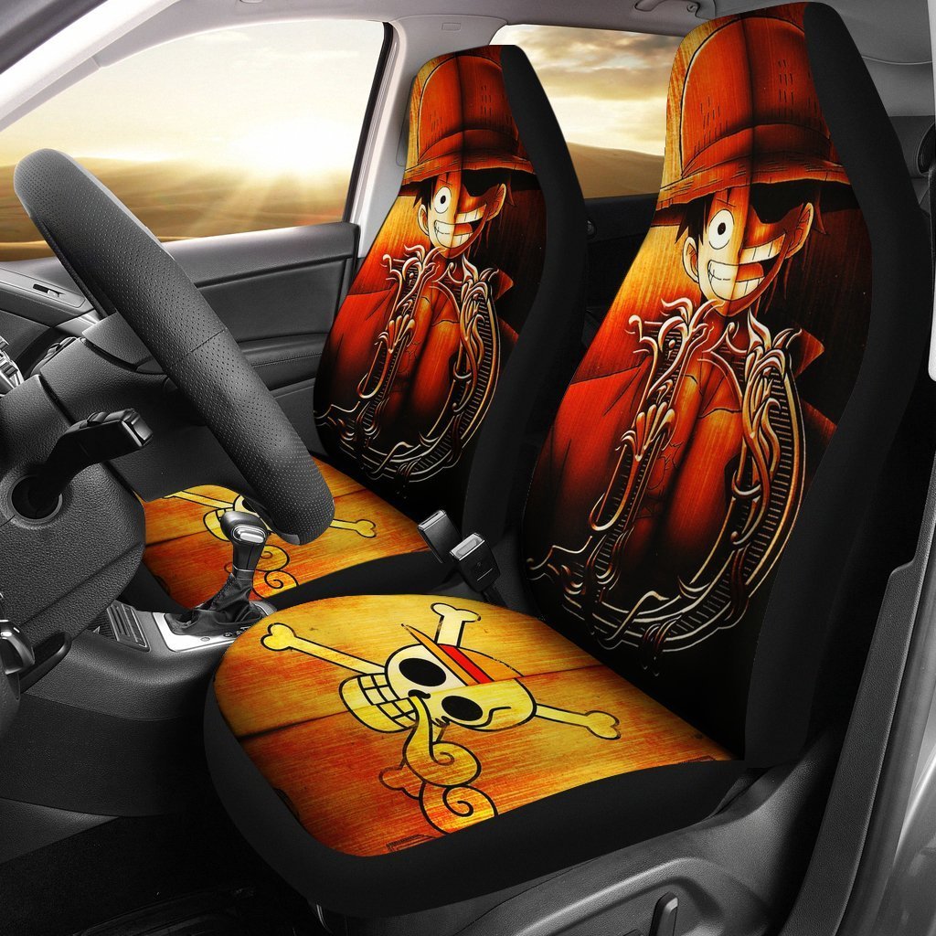 One Piece Car Seat Covers Monkey D Luffy Skeleton Seat Covers