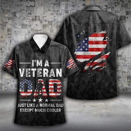 Unifinz Father's Day Gift Veteran Father Hawaii Shirt I'm A Veteran Dad Hawaiian Shirt Veteran Aloha Shirts Gifts For Dad 2022