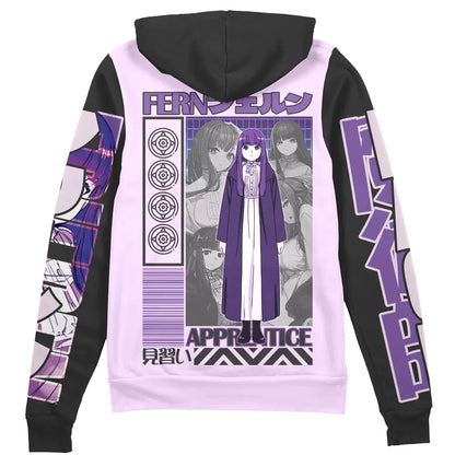 Frieren Beyond Journey’s End Zip Hoodie Fern Apprentige Mage Character Zip Hoodie Purple Black Unisex