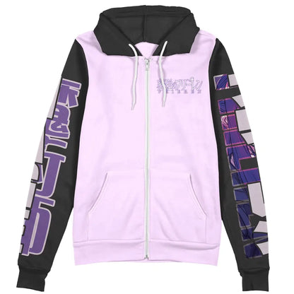 Frieren Beyond Journey’s End Zip Hoodie Fern Apprentige Mage Character Zip Hoodie Purple Black Unisex