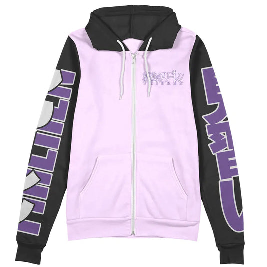 Frieren Beyond Journey’s End Zip Hoodie Fern Apprentige Mage Zip Hoodie Purple Black Unisex