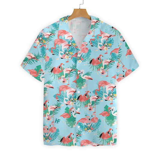 Unifinz Flamingo Hawaii Shirt White Pink Flamingo Hawiian Shirt Flamingo Aloha Shirt 2022