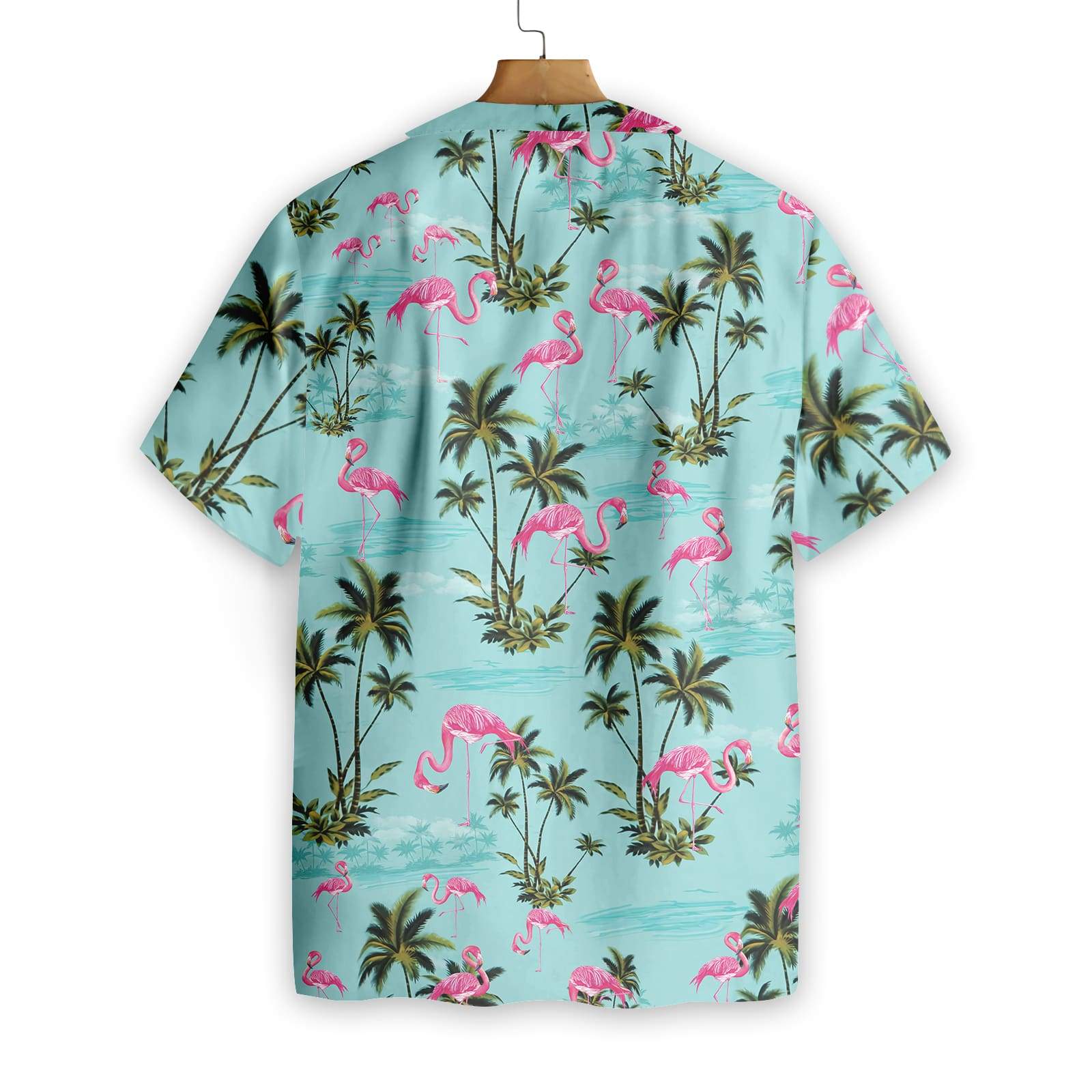 Unifinz Flamingo Hawaiian Shirt Blue Flamingo Palm Tree Hawaii Shirt Flamingo Aloha Shirt 2023