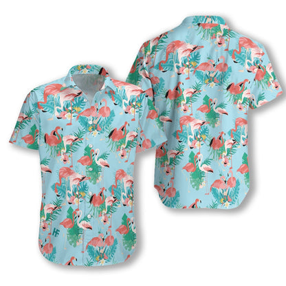 Unifinz Flamingo Hawaii Shirt White Pink Flamingo Hawiian Shirt Flamingo Aloha Shirt 2024
