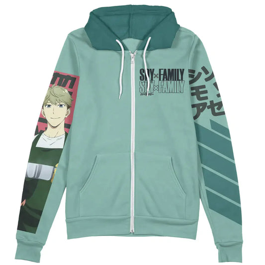 Spyxfamily Zip Hoodie The Forgers Loid Yor Anya Graphic Zip Hoodie Green Unisex