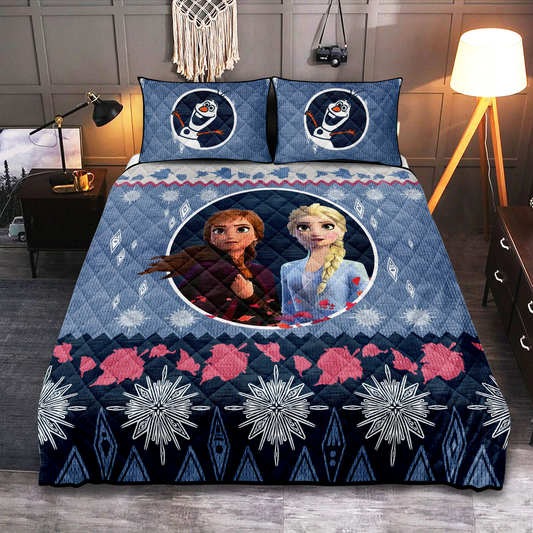 Frozen Bedding Set Anna Elsa Elements Pattern Duvet Covers Blue Unique Gift