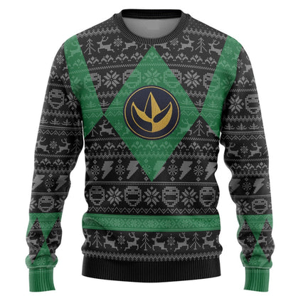 Power Rangers Sweatshirt Power Ranger Mighty Morphin Green Power Ranger Christmas Pattern Sweatshirt Unisex Adults