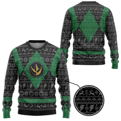 Power Rangers Sweatshirt Power Ranger Mighty Morphin Green Power Ranger Christmas Pattern Sweatshirt Unisex Adults