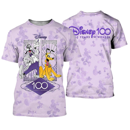 DN T-shirt Goofy And Pluto DN 100 Years Of Wonder T-shirt Purple Unisex Adults New Release