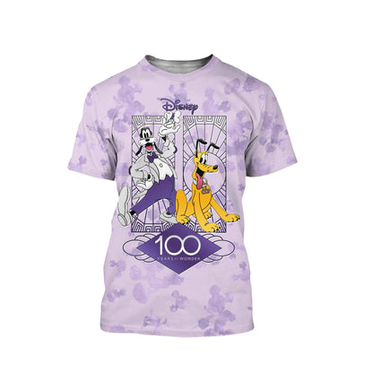 DN T-shirt Goofy And Pluto DN 100 Years Of Wonder T-shirt Purple Unisex Adults New Release