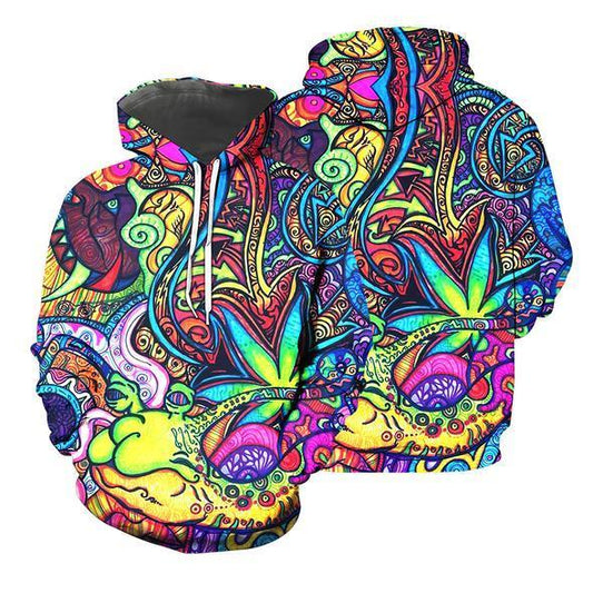  Hippie Hoodie Doodle Hippie Style Art Multicolor T-shirt Hoodie Colorful Full Print