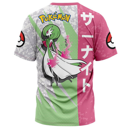 PKM T-shirt PKM Gardevoir Attack Pose T-shirt Pink Green Unisex