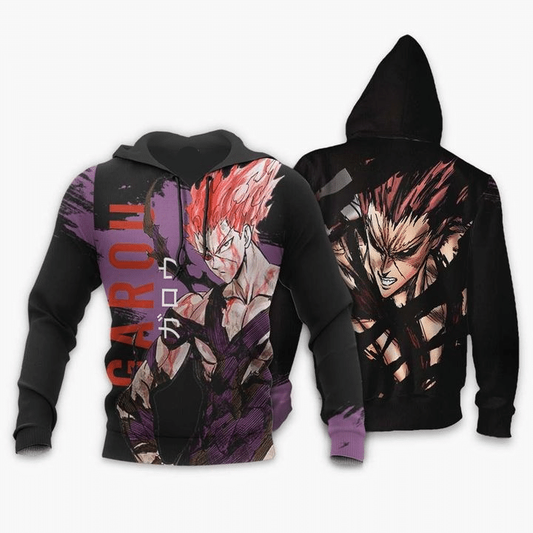 One Punch Man Hoodie Garou The Villain Fight Hoodie Black Purple Unisex