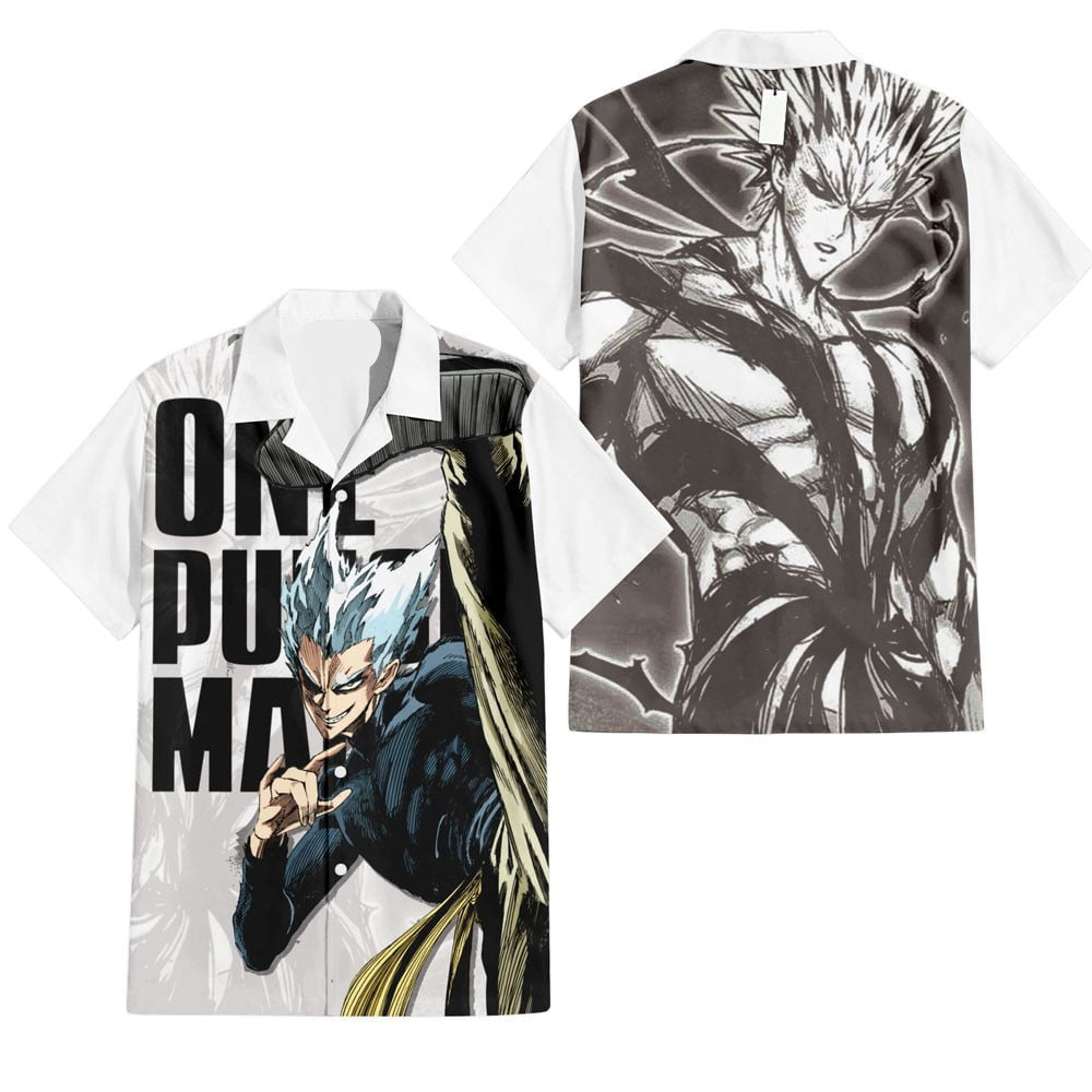 One Punch Man Hawaii Shirt Gerou Villain Character Aloha Shirt Gray White Unisex