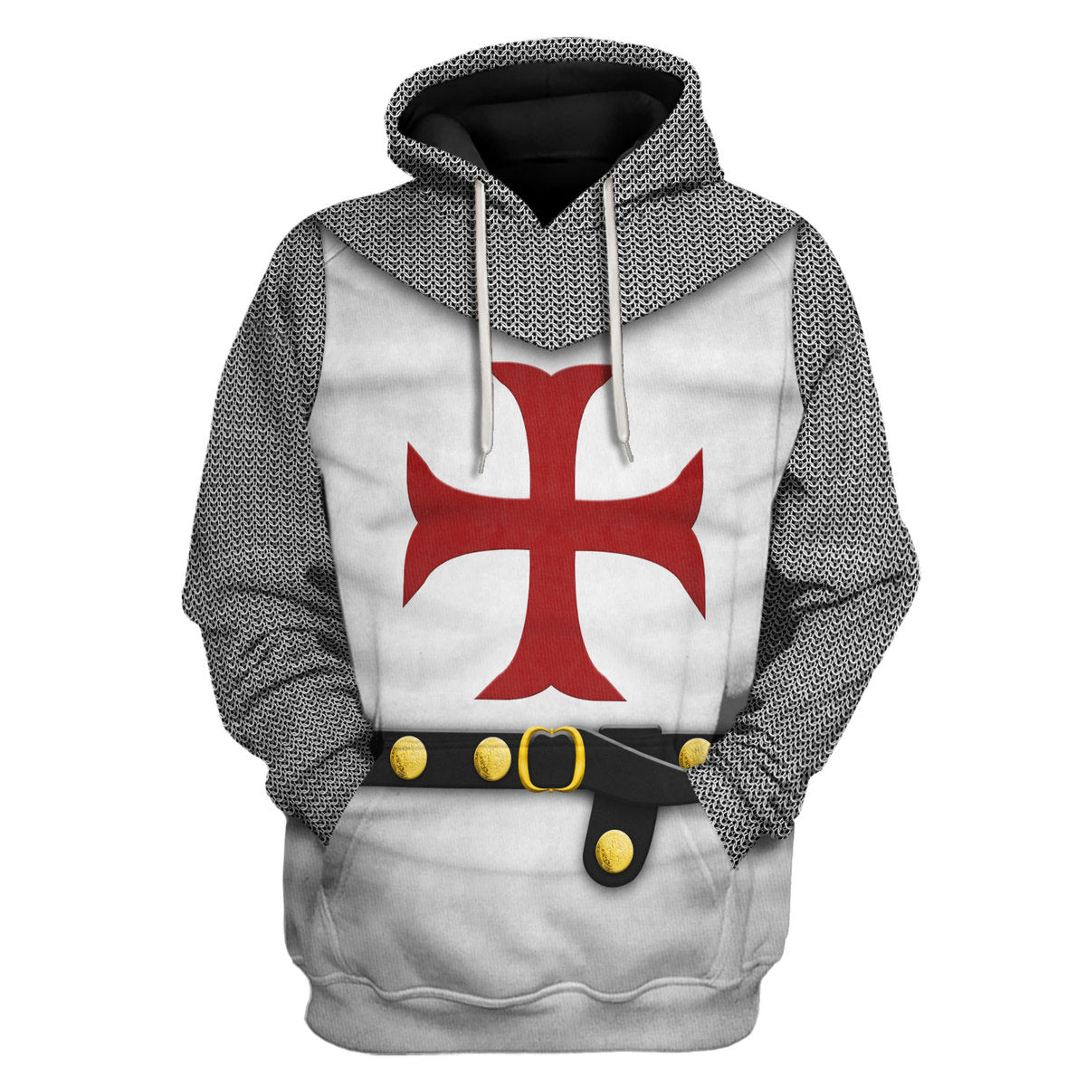 Historical Hoodie 1189-1192 English Templar Knights Costume T-shirt White Gray Unisex