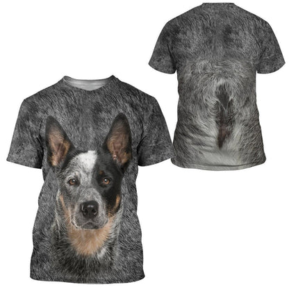 Dog Hoodie Australian Cattle Dog Front And Back T-shirt Gray Unisex