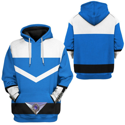 Power Ranger Hoodie Blue Power Rangers Time Force Hoodie Blue White Unisex