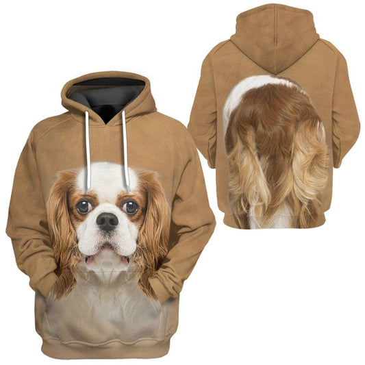 Dog Hoodie Cavalier King Charles Spaniel Front And Back T-shirt Brown White Unisex