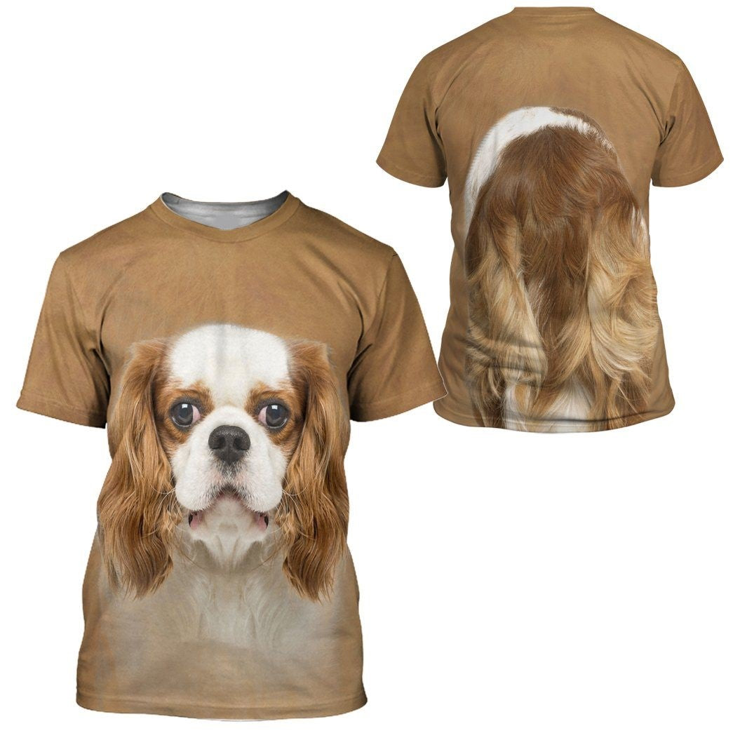 Dog Hoodie Cavalier King Charles Spaniel Front And Back T-shirt Brown White Unisex