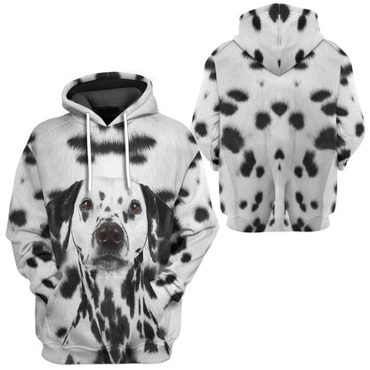 Dog Hoodie Dalmatian Dog Front And Back T-shirt Black White Unisex