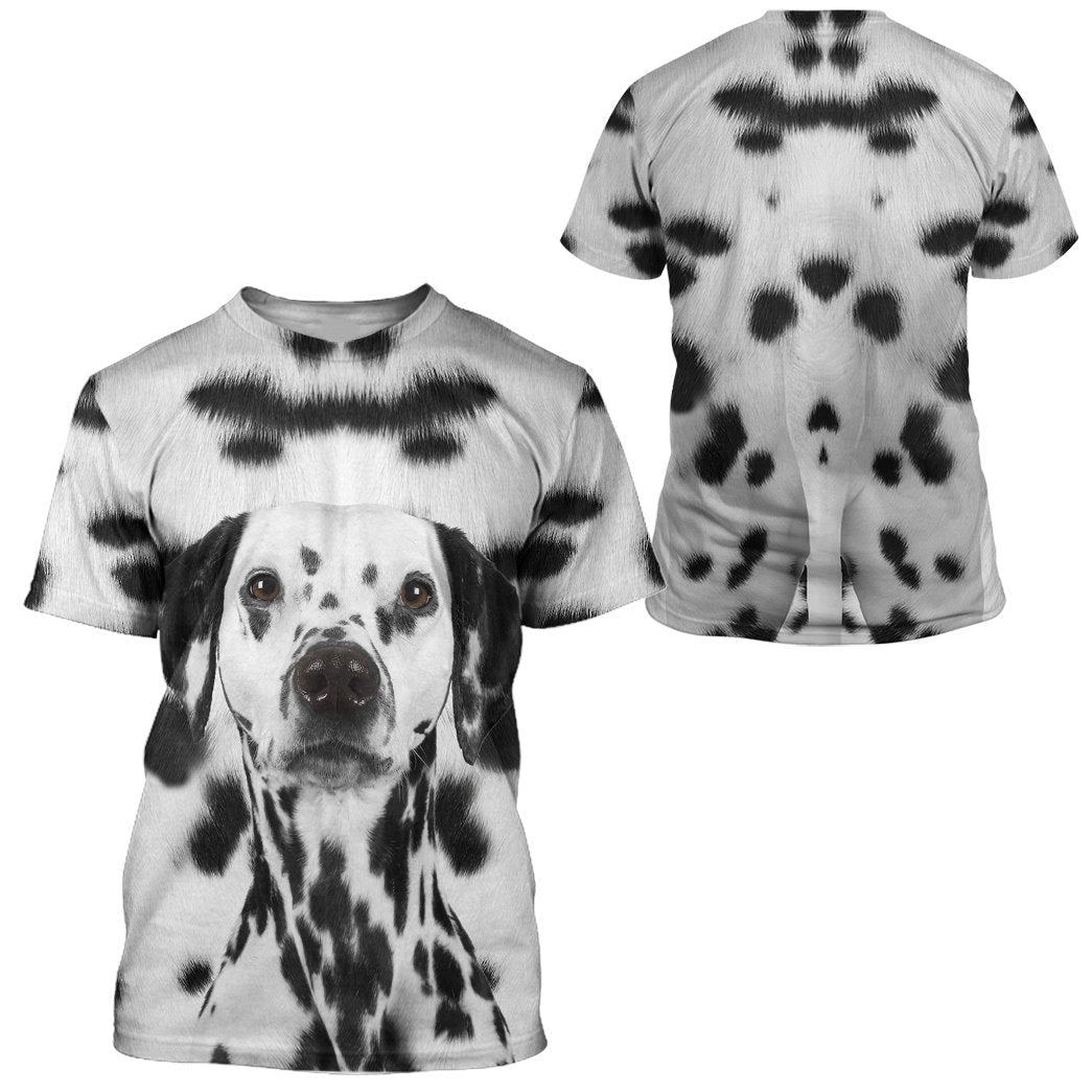 Dog Hoodie Dalmatian Dog Front And Back T-shirt Black White Unisex