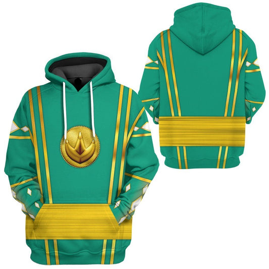 Power Ranger Hoodie Green Ninja Mighty Morphin Power Rangers Hoodie Green Unisex