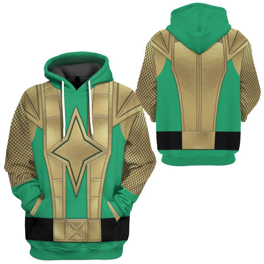 Power Ranger Hoodie Green Samurai Rangers Ninja Storm Hoodie Green Yellow Unisex