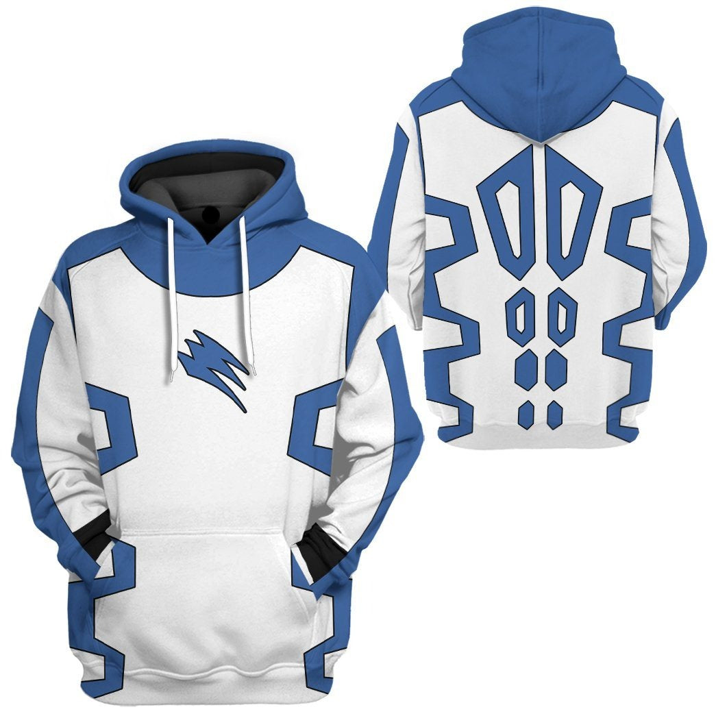 Power Ranger Hoodie Jungle Fury Blue Power Ranger Hoodie Blue White Unisex