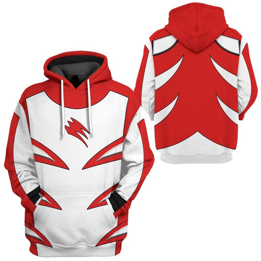 Power Ranger Hoodie Jungle Fury Red Master Mode Power Ranger Hoodie Red White Unisex