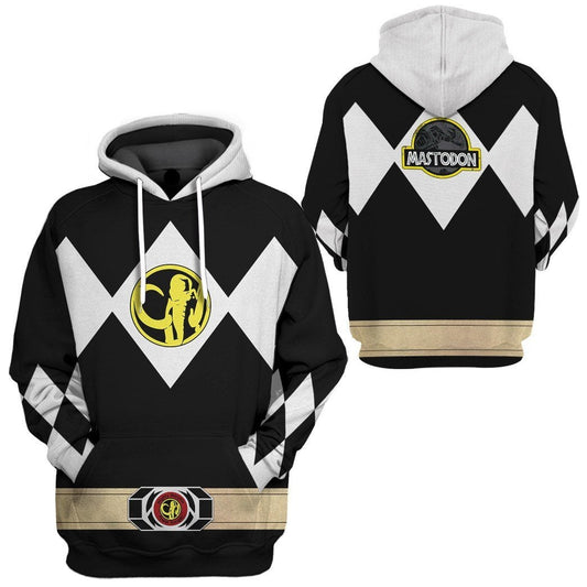 Power Ranger Hoodie Black Mighty Morphin Power Ranger Mastodon Hoodie Black White Unisex