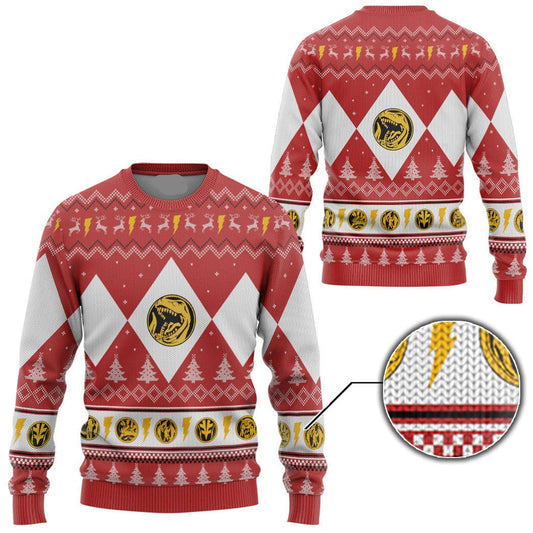 Power Rangers Sweatshirt Mighty Morphin Red Ranger Christmas Sweatshirt Unisex Adults