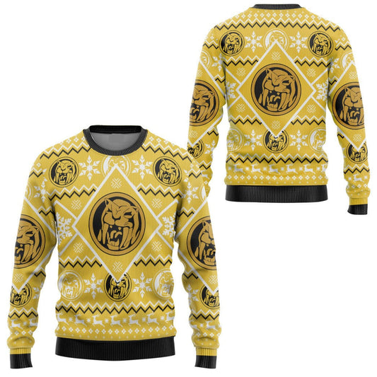 Power Rangers Sweatshirt Mighty Morphin Yellow Power Ranger Sweatshirt Unisex Adults