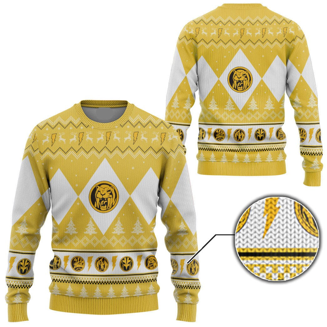 Power Rangers Sweatshirt Mighty Morphin Yellow Ranger Christmas Sweatshirt Unisex Adults