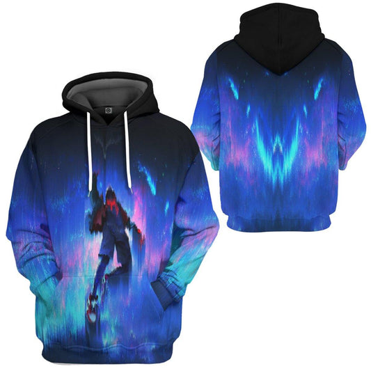 Spiderman Hoodie MV Miles Morales Falling Graphic Hoodie Blue Unisex