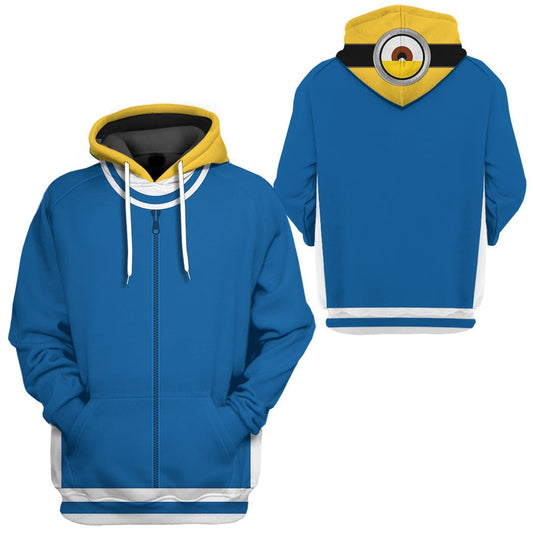 Minion Hoodie Minions Stuart Training Suit Costume T-shirt Blue Unisex